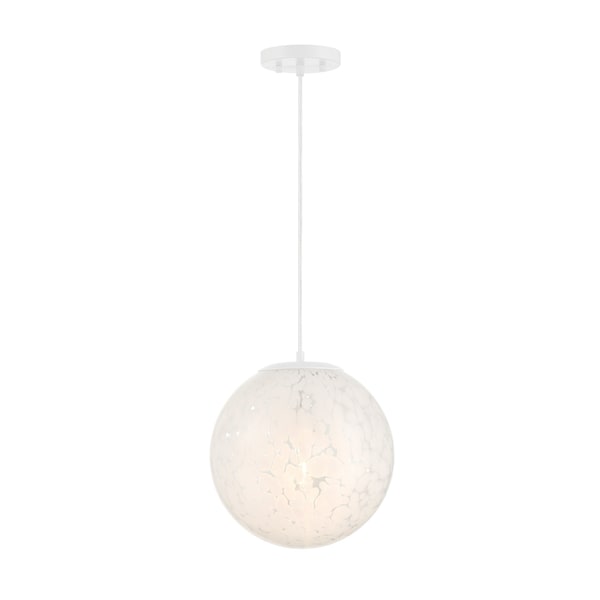Designers Fountain Circo 60 Watt 1 Light Matte White Pendant with White Art Glass Shade D282M-11P-MW - main